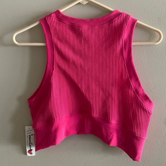 Cotton Candy Pink Crop Tan Top Size M/L NWT - Picture 2 of 3